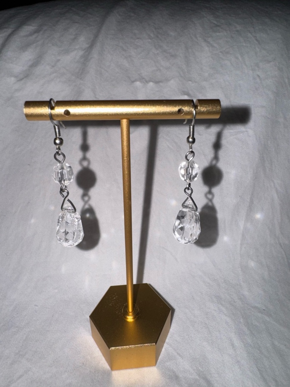 Crystal Teardrop Dangle Earrings - Clear